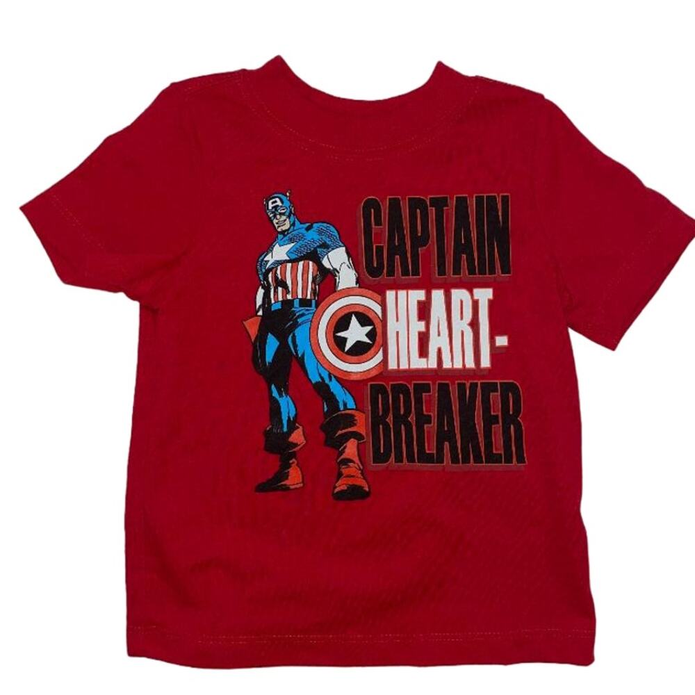 Kids Red Old Navy Captain America‎ Heartbreaker Graphic T Shirt Size 18-24months